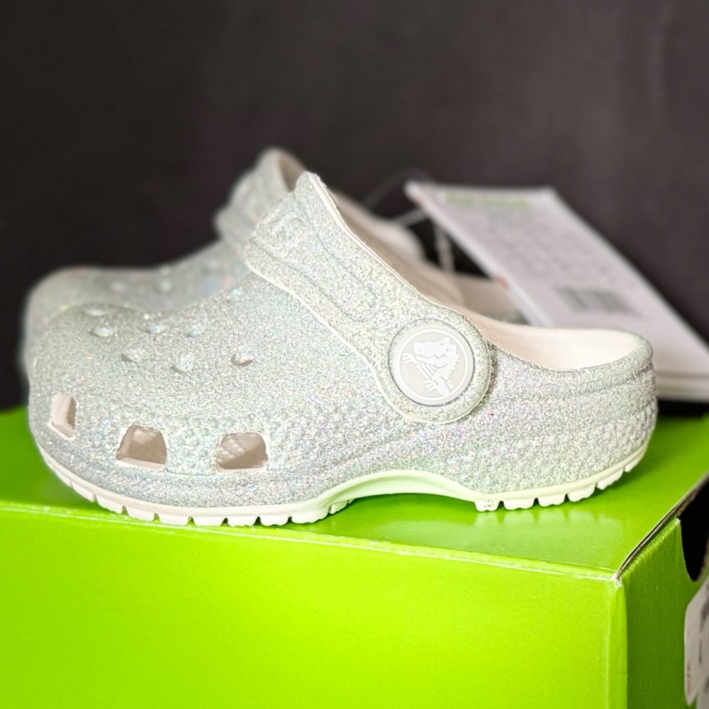 CROCS Kids Sparkly White Water Shoes